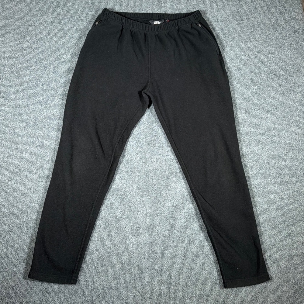 REI Fleece Pants Women L Black Polartec Vintage Made in USA Tapered Ankle Zip